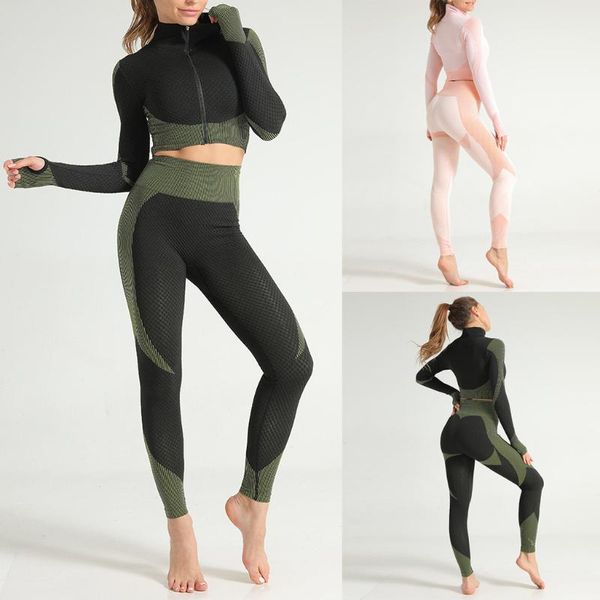 

seamless exercise clothing women good coarse gym set fitness workout training outfits ladies athletic legging women suit #t2g, Gray