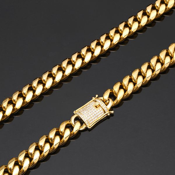 

hip hop cuba chain necklace 12mm gold silver color stainless steel miami cuban chain necklace hiphop jewelry