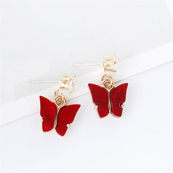 

stud earrings cubic zirconia stud earrings colorful cute acrylic butterfly earrings for women korean lady jewelry, Golden;silver