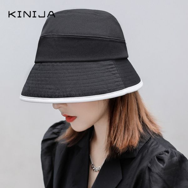 

summer woman bucket hat foldable panama hat pucotton solid beach street headwear fisherman basin cap outdoor fishing cap, Blue;gray