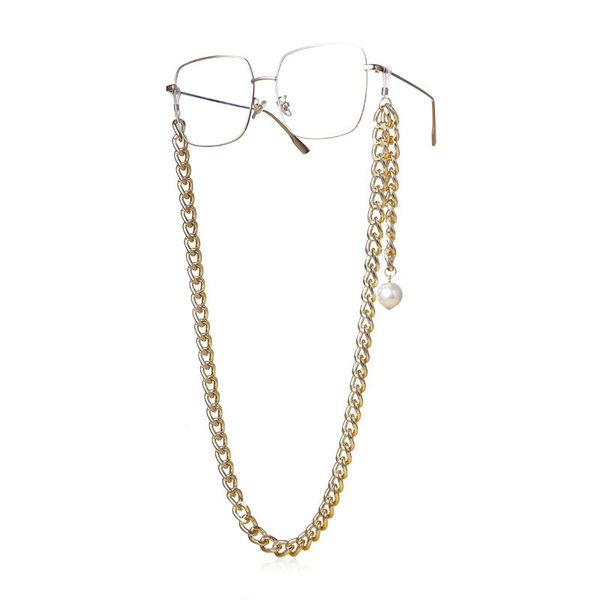 

2020 punk chic gold color pearl tassel sunglasses chain simple fashion women chain sunglasses strap neck accessories, Silver