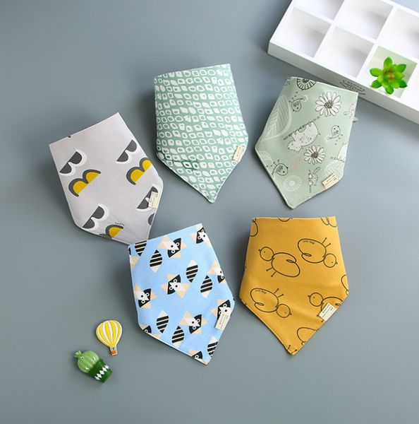 

the latest 42x33cm size, one set = 5 pieces, baby triangle scarf pure cotton material baby saliva towel bib bib cartoon combination shi