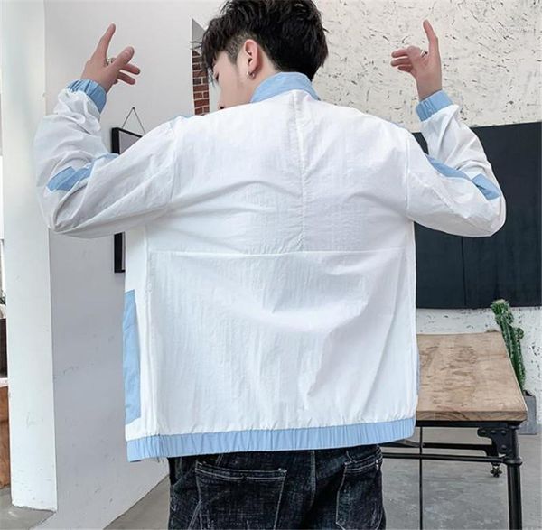 

jackets long sleeve thin teenager mens outerwear male clothing summer lapel neck sunscreen panelled men, Black;brown