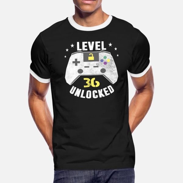 

level 36 unlocked 36th birthday gift design t shirt men print short sleeve round collar slim anti-wrinkle building spring autumn shirt