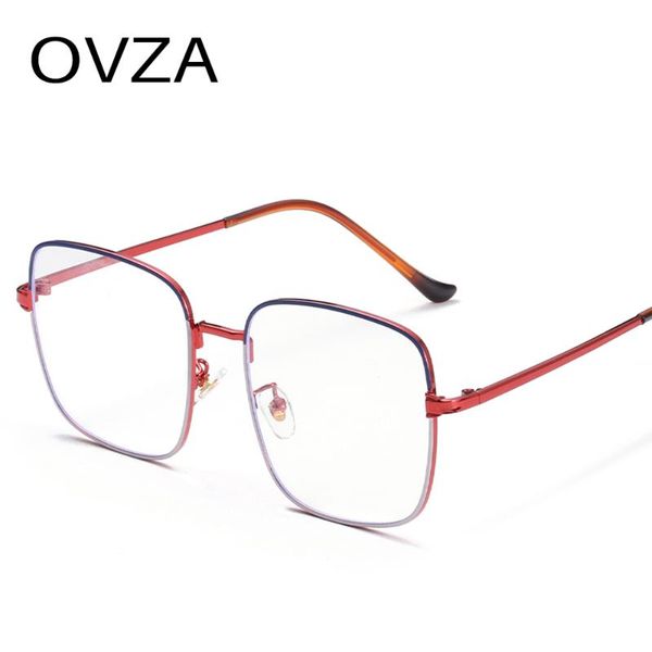 

ovza fashion square two-color frame glasses women big blue blocking glasses anti-fatigue s2087, White;black