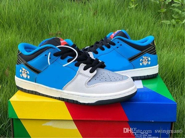 

2020 new instant skateboards x sb low skateboarding shoes men running shoes grey toe 3m reflective blue hero sports sneakers with box