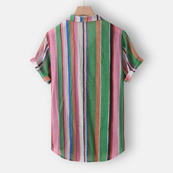 

men's casual shirts shirt hawaiian button hawaii striped print beach short sleeve blouse clothing camisa masculina, White;black