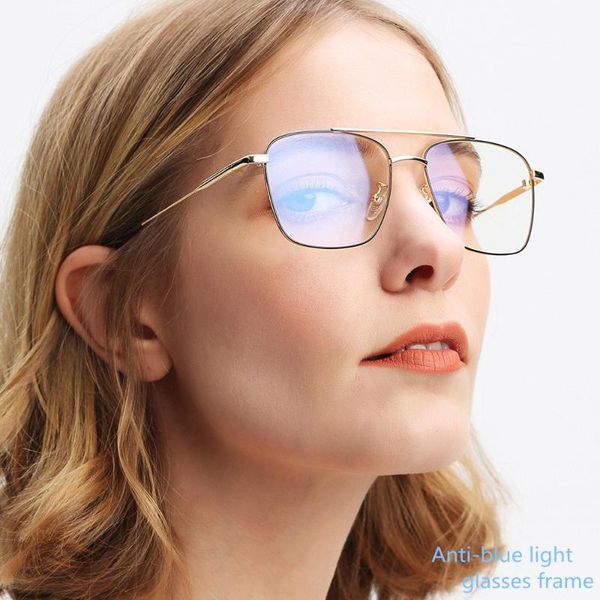 

new fashion wild finished anti-blue light glasses frame metal retro art glasses frame can be customized progressive lens myopia, Black