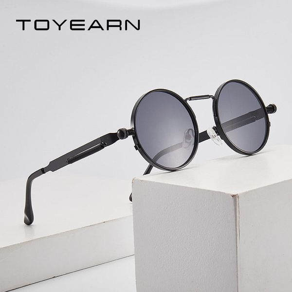 

2020 classic vintage round gothic steampunk sunglasses men women fashion brand design metal frame mirror sun glasses for male, White;black