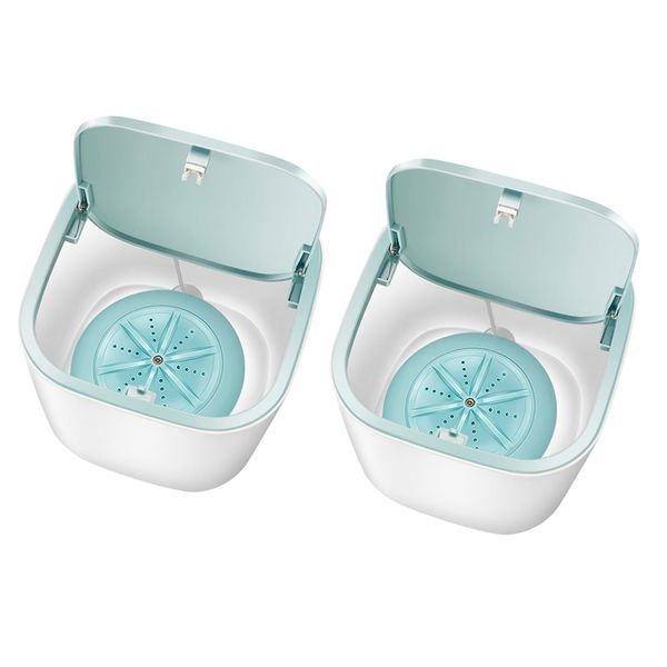 

2x portable washing machine for makeup brush pants travel camping blue