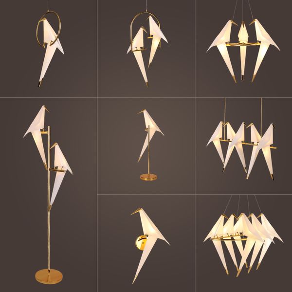 

nordic gold bird cage pendant light living room bedroom origami bird light kitchen hanging lamp dining room paper house fixtures