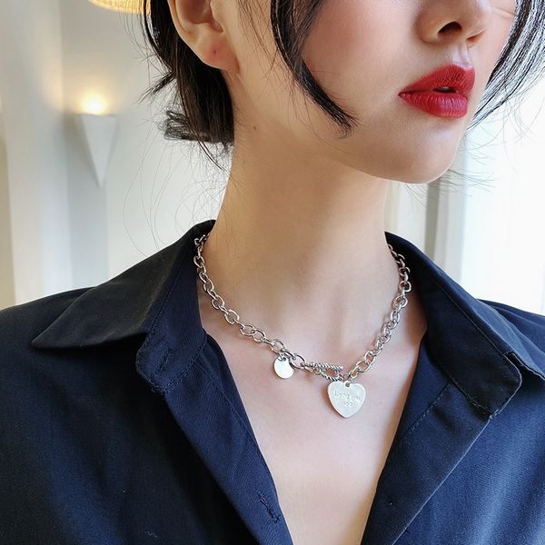 

punk style clavicle chain thick chain lovely letter necklace net red street fashion disco choker collar necklace, Silver