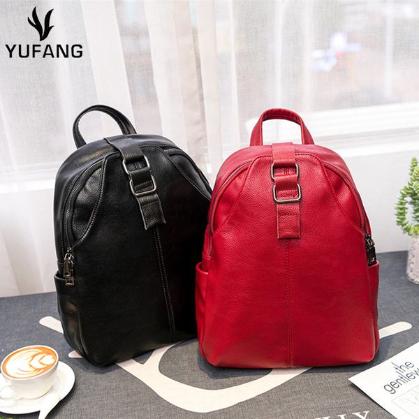 

daily women backpack natural genuine leather female shoulder daypack large capacity school bag for college students