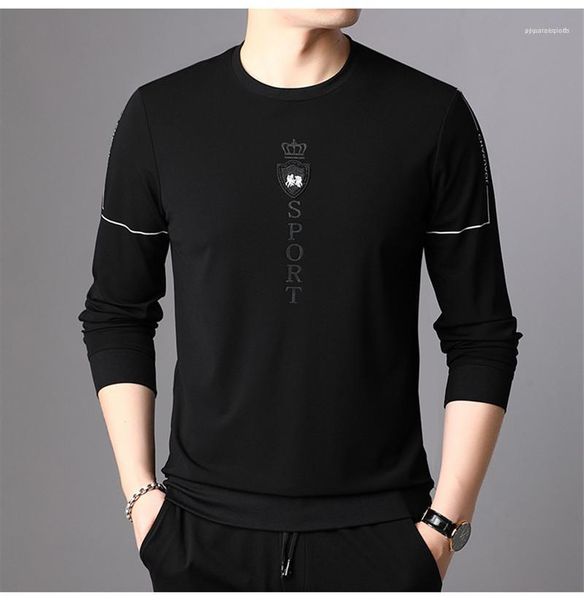 

mens tshirts способ sports вышивка вскользь tops mens crew neck весна осень tshirts дизайнер с длинным рукавом, White;black