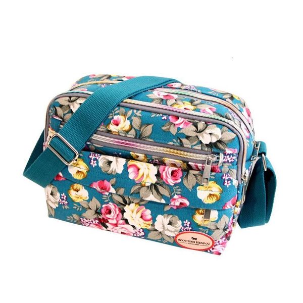 

women flower print canvas square crossbody shoulder bag messenger zipper pouch