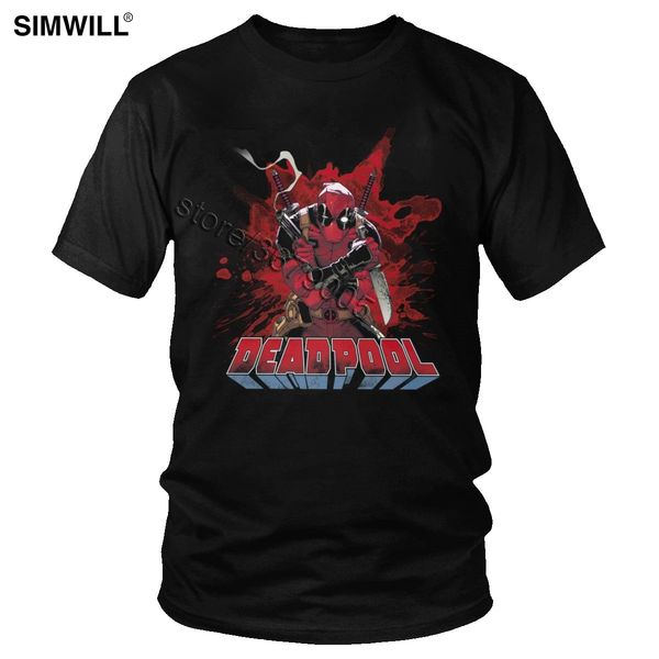

fashion splatter deadpool t shirt men cotton humor comic film t-shirt short sleeved round collar tshirt vintage tees large size