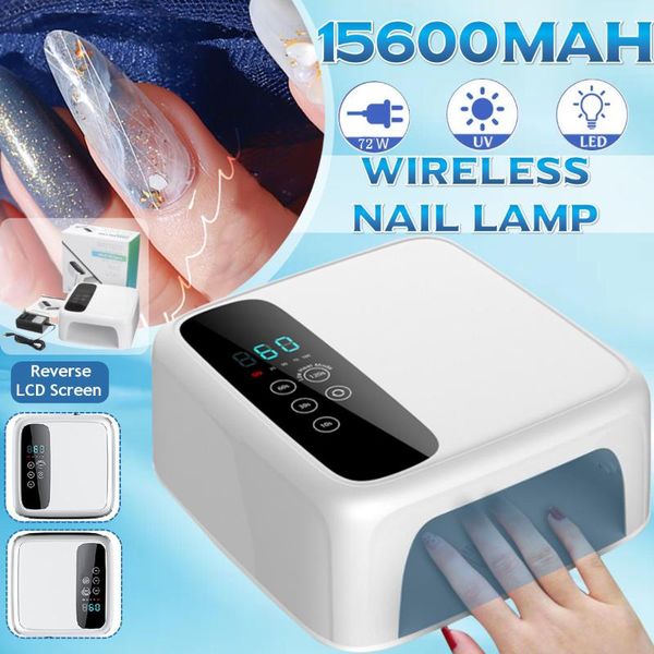 

nail dryers 72w wireless 36leds rechargeable professional led uv light lamp press screen sensor lcd display for all girl