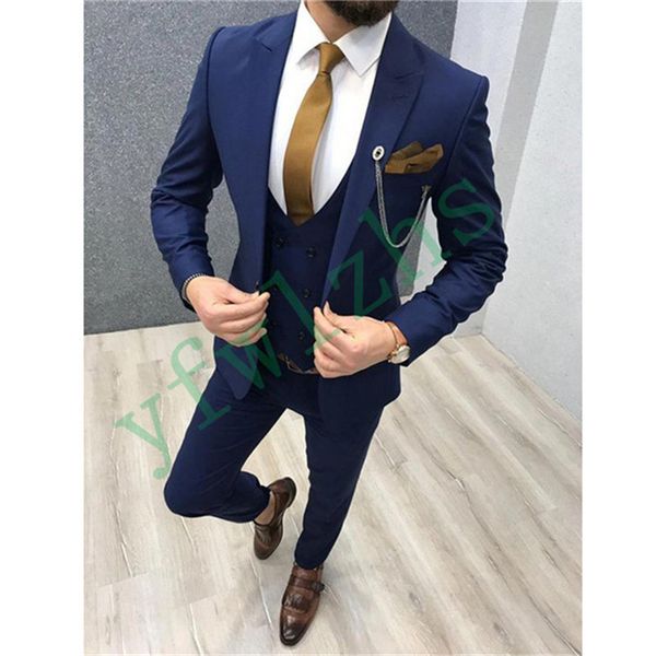 

handsome one button groomsmen peak lapel groom tuxedos men suits wedding/prom/dinner man blazer(jacket+pants+tie+vest) w358, Black;gray