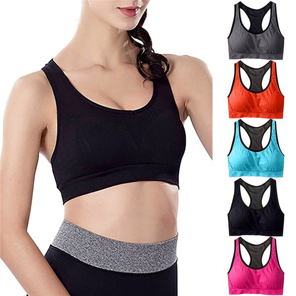 

professional women sports bras gym lady running fitness exercise quick-dry underwear training dancing shockproof push up vest a4, White;black