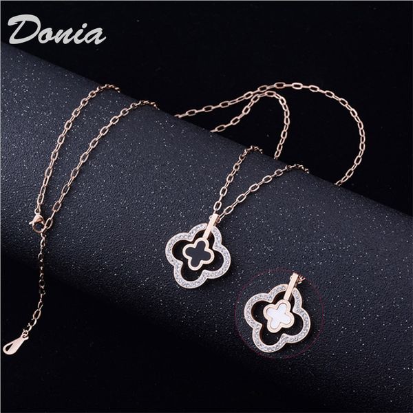 

Donia jewelry European and American fashion four leaf titanium steel gold-plated zircon necklace fashion accessories luxury birthday gift