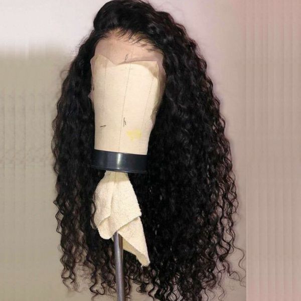 

2020 deep wave wigs lace front human hair wigs for black women pre plucked curly human hair wigs brazilian
