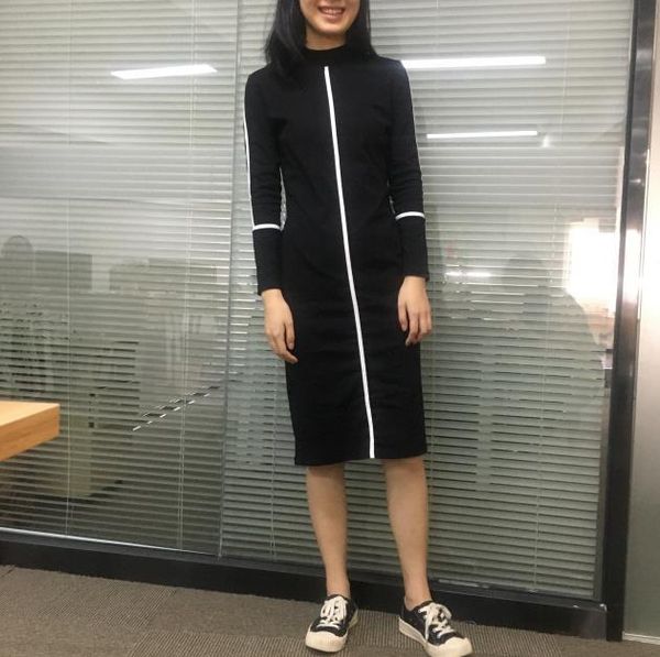 

women clothing dress bodycon slim fit autumn spring solid color designer party ol dresses long sleeved, White;black