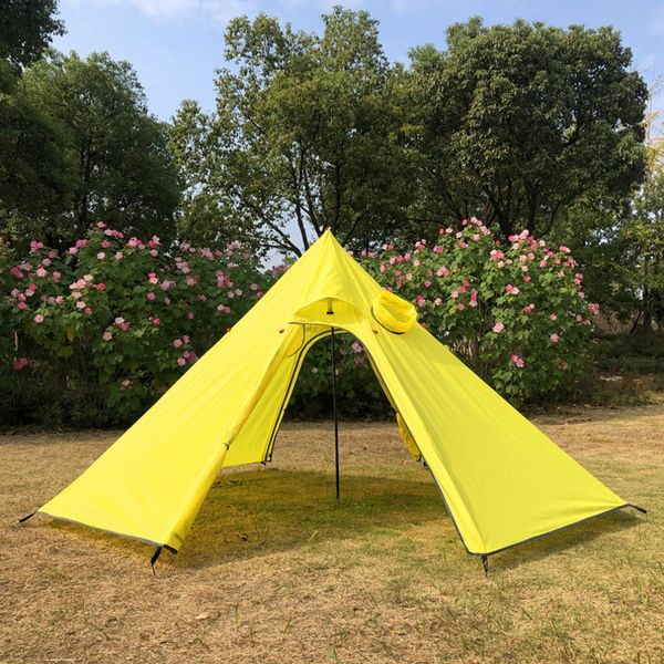 

ultralight outdoor camping pyramid tent,with rod chimney pipe hole awnings shelter for backpacking hiking fishing 3-4 person