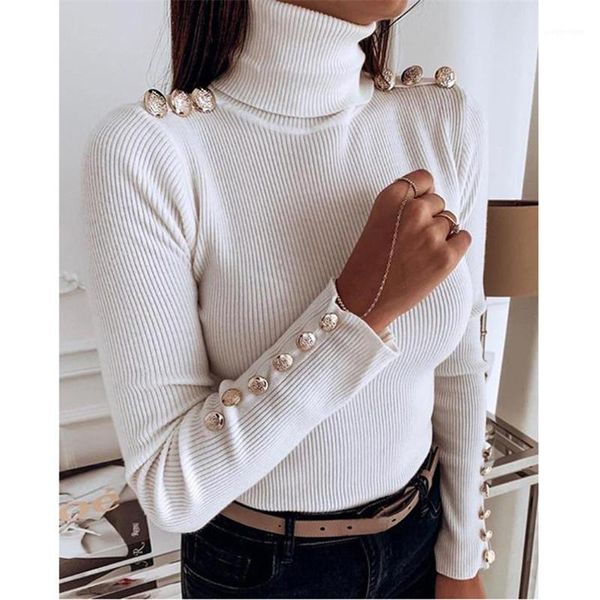 

sweaters women designer clothes women sweater fahion turtle neck button applique sweaters casual natural color long sleeve, White;black