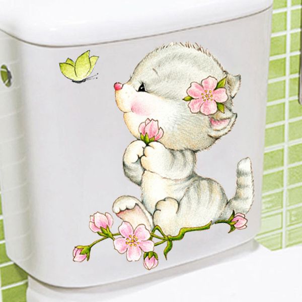 

cats cute diy wall decals colorful toilet sticker home decor cartoon animal art