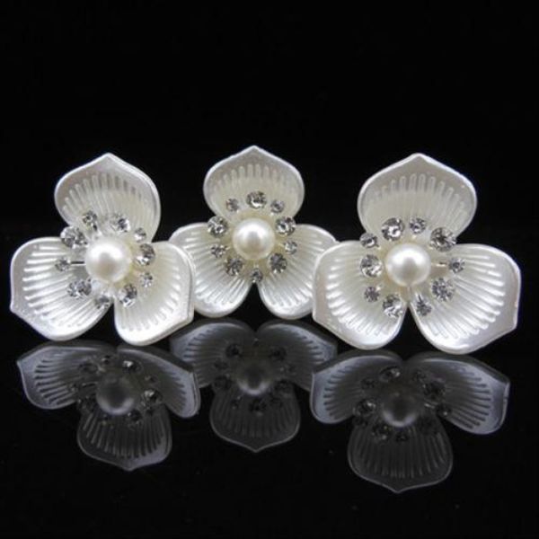 

ivory pins wedding rhinestone bridesmaid hair 2015 accesories big elegant pearl prom crystal fashion flower hairpin bridal color whole2019, Golden;silver