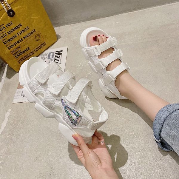 

women platform sandals casual chunky shoes woman mesh brand ladies flat sandal open toe beach gladiator sandal white black