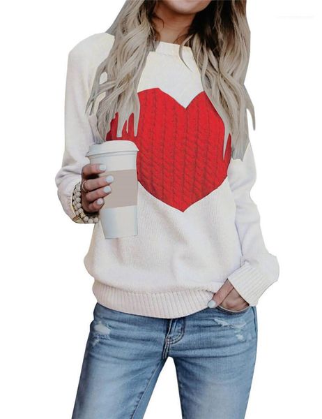 

love sweater long sleeve o-neck fashion spring autumn slim clothing womens casual knitted sweater womens designer, White;black