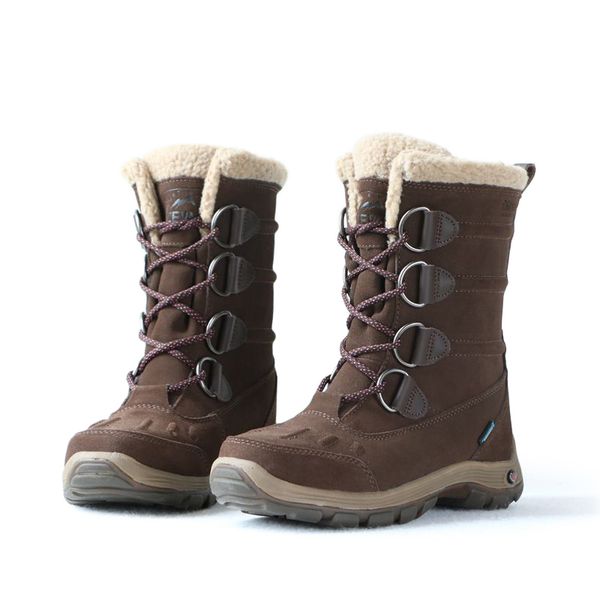 

cow suede leather winter long snow boots with waterproof and keep warm women lady shoe, Black