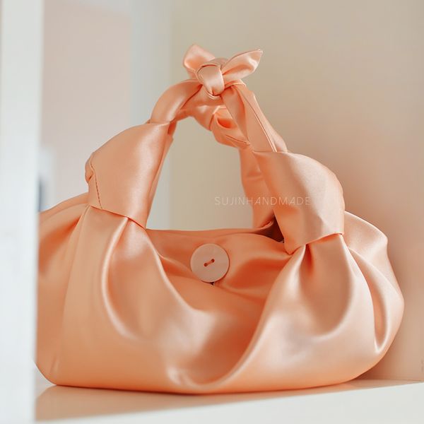 

luxury silk handbag soft evening clutches women hand leather orange crossbody bag female totes bag hand purse