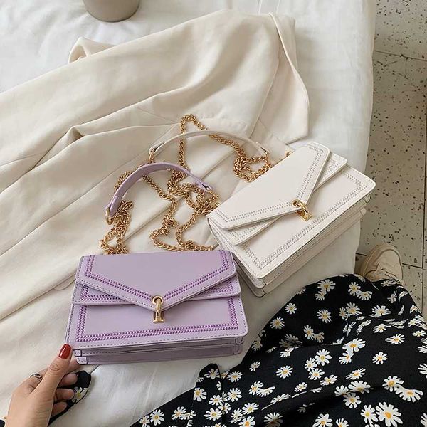 

solid color square crossbody bag 2020 new high-quality pu leather women's designer handba lock chain shoulder messenger bag