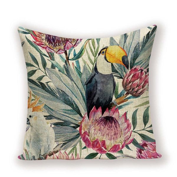 

shabby pillow cover covers vintage decorative pillow case plant flowers chic cushion 45x45 quality animal bird flax pillowcase