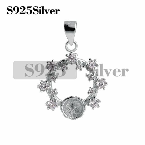 

pendant findings cubic zirconia 925 sterling silver pearl pendant mountings for diy jewelry making 5 pieces, Slivery;crystal