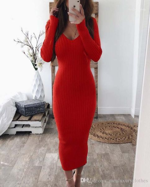 

sleeved striped dresses clothing women bodycon long dress deep v neck autumn winter knitted long, Black;gray