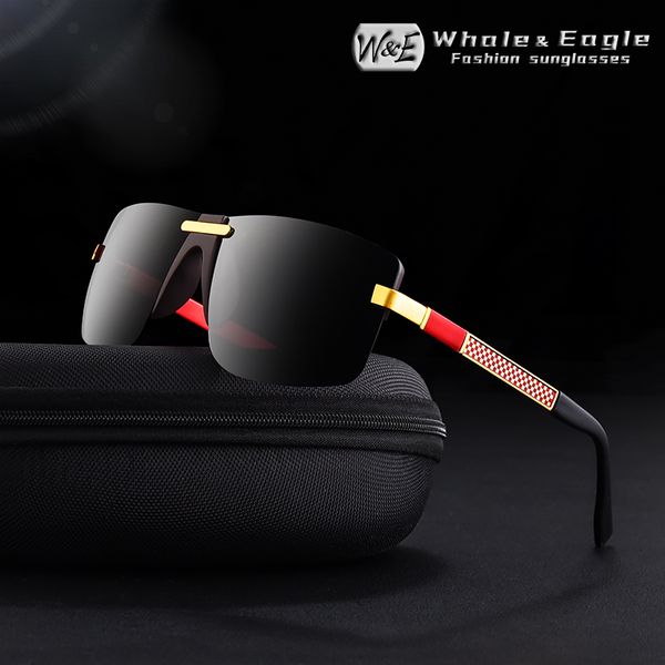 

w&e men rimless sunglasses aluminum-magnesium alloy frame polarized gray uv400 lens sunglasses woman's brand design fashion cool, White;black