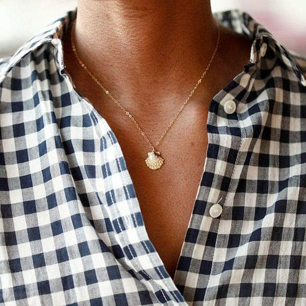

puka hawaiian y sea shell necklace choker jewelry bohemian beach tassel necklace shell gold chain for women collar chocker, Silver