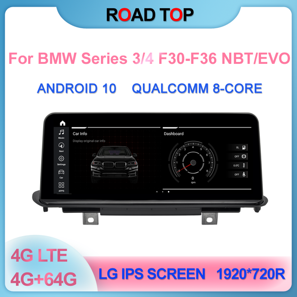 

10.25" 1920*720r android 10 screen for series 3/4 f30-f36 nbt evo 2013-2020 with gps navigation radio stereo multimedia car dvd