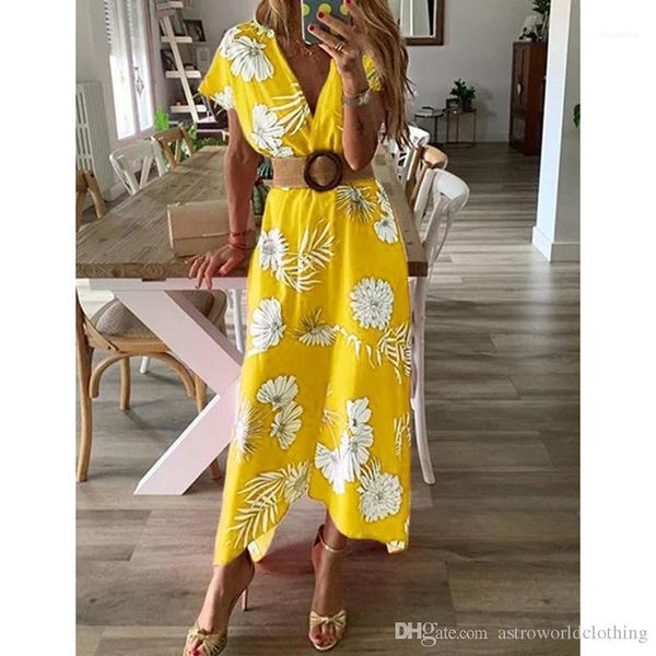 

maxi holiday beach платья женщины 19ss глубокий v-образный вырез цветочные платья summer beach casual, Black;gray