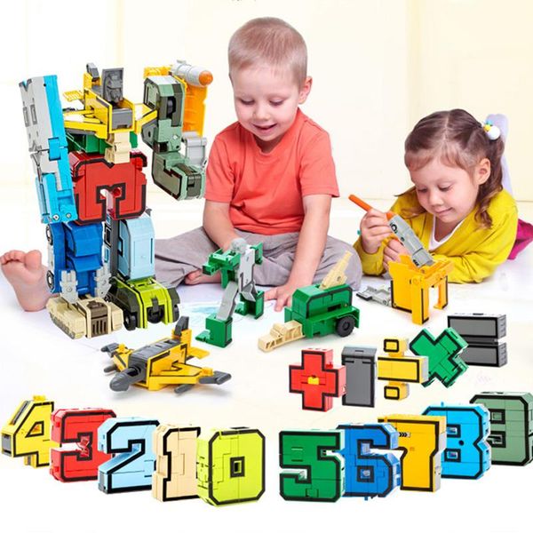 

15pcs transformer номер город diy творческих здания блоки наборы цифра робот игрушка brinquedos обучающие игрушки для детей qylqma mywjqq
