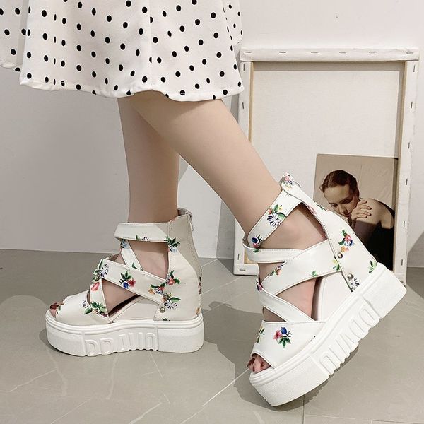 

size 35-42 sandals women summer rome shoes platform sandals height increasing high heels zapatos de mujer, Black