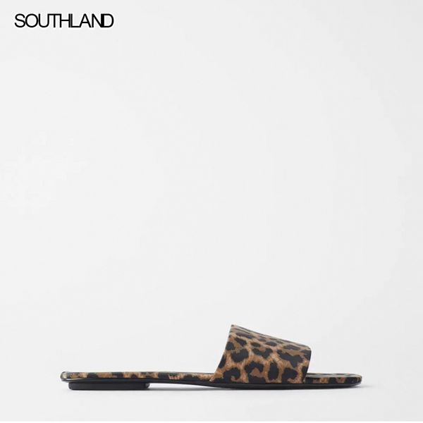

southland 2020 summer new women's shoes animal pattern printing flat sandals, Black
