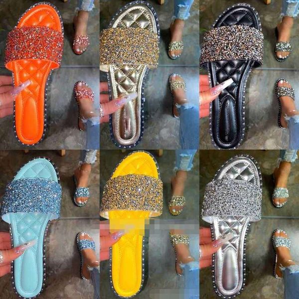 

fashion crystal shoes women summer beach sandalen peep toe flat shoes for women flip flops rubber sandals slippers, Black