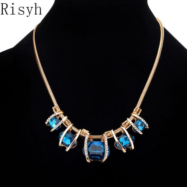 

risyh fashion big beautiful exquisite oval crystal necklace female clavicle chain, Silver