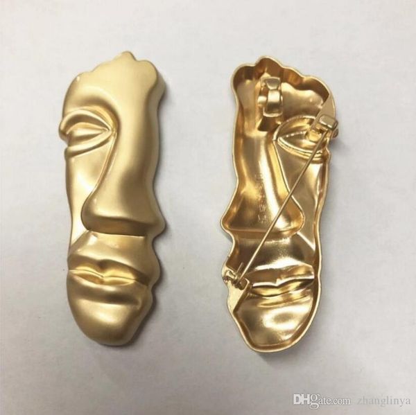 

19 new brooch simple fashion personality european and american fashion metal gold-plated face brooch unisex, Gray