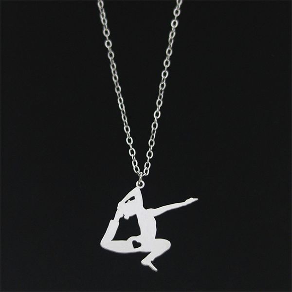 

new ballet necklace silver color stainless steel dancer necklace sport jewellery dancing jewellery