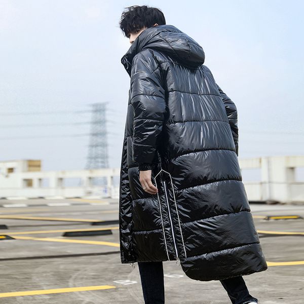 

outdoor jackets&hoodies winter men glitter down jacket outdoors working travel cotton-padded clothes teenager students long cotton overcoat, Blue;black